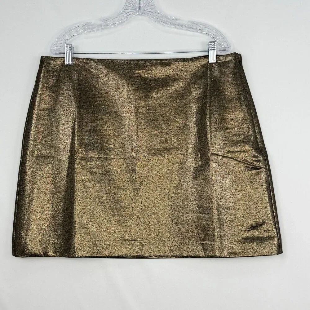 NWOT WOMENS ANN TAYLOR LOFT SIZE 16 BRONZE METALLIC SKIRT LINED